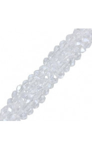 Faceted glass beads 3x2mm disc - Crystal-pearl shine coating